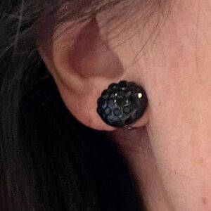 Carolee Black Button Earrings